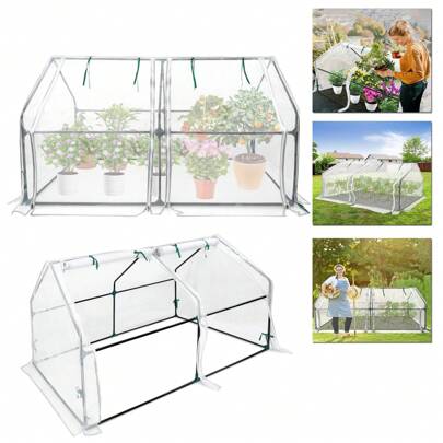 VA-Cerulean Foil Greenhouse 180 X 90 X 90 Cm Green/Black/White With Waterproof Protective Film/With Shading Net/With Insect Protection Cover Greenhouse For Tomatoes Tomato Greenhouse, 2 Roll-Up Doors, Greenhouse For Garden Balcony