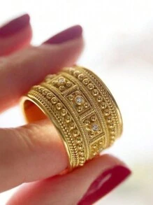 1 pieza Anillo de lujo con circonita cúbica para mujer, regalo del Día de San Valentín, joyería para boda y aniversario - 2# - Ver 4