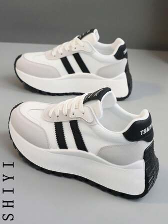 [Serie de suela gruesa y alta] Nuevos zapatos casuales para mujeres de primavera de 2025, zapatos blancos de suela gruesa, zapatos deportivos cómodos, aumento de altura de 6cm, zapatos para fiestas, adecuados para el estilo deportivo de mujeres de estatura baja