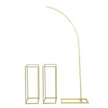 ZhdnBhnos ZhdnBhnos LINSIE Metal Arch Backdrop Stand, 6.56FT Wedding Arch Ballon Stand With 2 (1.97FT) Square Frame Stand Sets For Birthday Party Graduation Ceremony Baby Shower Decoration (Gold) Ballon Arch Stand And 2 Wedding Flower Stands, Arch Backdrop Stand For Parties The Best Gift/Present For Family&Friends Happy Christmas