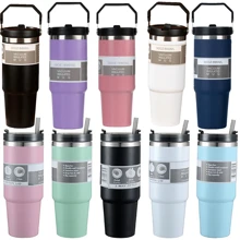 1 个 20 盎司/30 盎司户外杯、汽车杯、冷热皆宜、持久保温、杯柄和吸管盖隔热可重复使用不锈钢水瓶旅行杯冰咖啡杯冷热、夏季饮料、汽车水杯、节日礼物、送给朋友、女儿的礼物、母亲节礼物、完美的生日礼物、万圣节礼物
