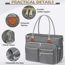 Teacher Tote Bag 15.6 Inch Laptop Bag For Women Work Bag Laptop Tote Nurse Bag Professional Computer Messenger Bag With Insulated Pocket, Laptop Briefcase For Office, College, Nursing - Xám - Xem 7