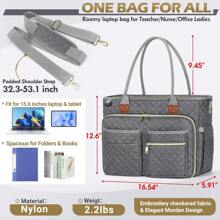 Teacher Tote Bag 15.6 Inch Laptop Bag For Women Work Bag Laptop Tote Nurse Bag Professional Computer Messenger Bag With Insulated Pocket, Laptop Briefcase For Office, College, Nursing - Xám - Xem 5