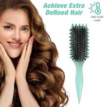 Curl Defining Brush,Boar Bristle Hair Brush Styling Brush For Detangling,Combing And Shaping Men And Women,Curls To Reduce Pulling And Curl Separation - Green - View 9