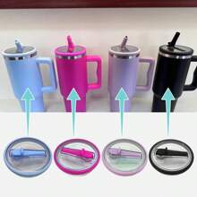 40 盎司玻璃杯翻盖吸管替换盖，2 包翻盖吸管替换盖，防溢防溅玻璃杯盖