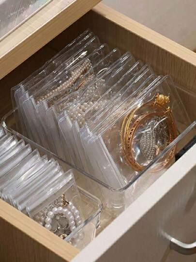 100pcs Pvc Transparent Resealable Jewelry Bags With Ziplock,Anti-Oxidation,Prevents Tarnishing,For Storing Earrings, Necklaces, Jewelry, Small Gift, Accessory Party Favor Pouches Wedding