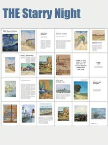 1Pc World Famous Paintings Magazine, Van Gogh Magazine,Ins Style English Magazine Books, Food, Cosmetics Photo Props, Live Background Props, Decorative Background, Decorative Magazines Gifts Birthday Graduation