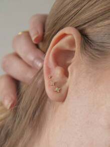 6pcs/Set Fashionable Ear Stud Earrings, High-Quality Jewelry, Multi-Piercing Ear Cuff Accessories, Suitable For All Seasons - Gold - View 5