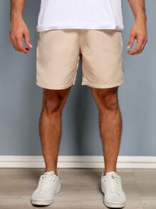 Men's Gym Shorts, High Elasticity, Smooth Tactile - Beige - View 6