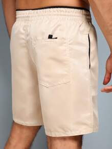 Men's Gym Shorts, High Elasticity, Smooth Tactile - Beige - View 3