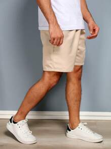 Men's Gym Shorts, High Elasticity, Smooth Tactile - Beige - View 4