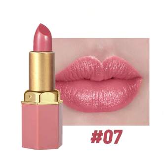 SAM SUGAR 1pc 12 Colors Matte & Pearl Finish Lipstick Set, Long Lasting And Moisturizing Hexagonal Lipstick