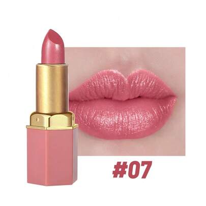 SAM SUGAR 1pc 12 Colors Matte & Pearl Finish Lipstick Set, Long Lasting And Moisturizing Hexagonal Lipstick