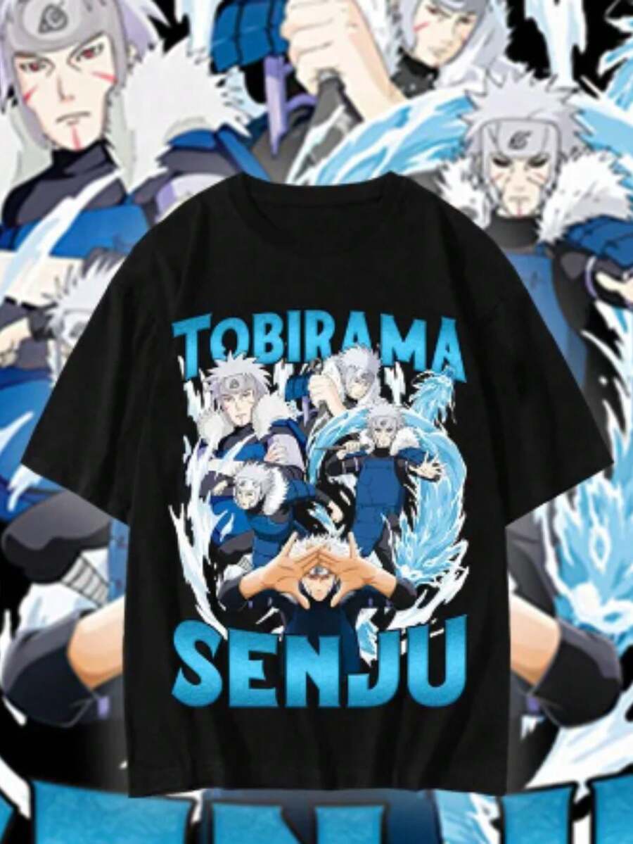 Anime T-Shirt Tobirama Character Unisex 100% Cotton Streetwear Launch Shipping In Various Colors!! - màu đen - Xem 1