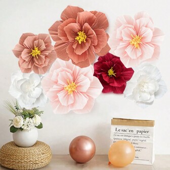 3pcs/Set DIY Paper Flower Wall Decorations For Wedding, Flower Backdrop, Gift Party, Birthday Party, Photo Booth, Arch Background, Home Wall Decor,