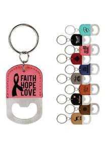 Customized Logo Pu Leather Stainless Steel Keychain Laser Engraved Beers Bottle Opener Key Chains Vintage Retro Keyring Gifts