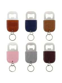 Customized Logo Pu Leather Stainless Steel Keychain Laser Engraved Beers Bottle Opener Key Chains Vintage Retro Keyring Gifts