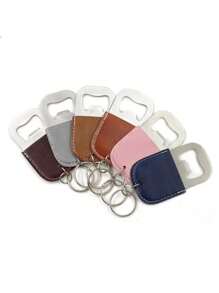Customized Logo Pu Leather Stainless Steel Keychain Laser Engraved Beers Bottle Opener Key Chains Vintage Retro Keyring Gifts