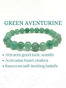 1 Vòng Tay Aventurine Xanh-Cơ Hội & Thành Công Vòng Tay Đá Quý May Mắn Biểu Hiện Và Thịnh Vượng Phong Phú Vòng Tay Dành Cho Nữ - màu xanh lá - Xem 1