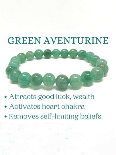 1 pieza Brazalete de aventurina verde - Oportunidad y éxito Brazalete de piedras preciosas de la suerte Manifestación y prosperidad Brazalete de abundancia para mujeres y hombres