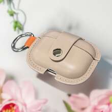 充电盒保护套适用于 Apple Air Pods Pro，带钥匙扣的皮革保护套适用于 Apple AirPods Pro 1st (2019) / AirPods Pro 2nd (2022)，皮革 Airpods 3 保护套适用于 Airpods 第三代保护性 PU 皮革保护套 Airpod 3 保护套带钥匙扣，男女皆宜 - 卡其色 - 查看 3