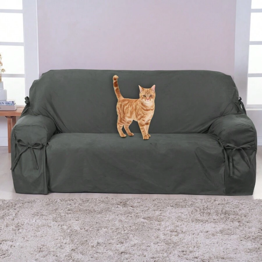 Semi-Waterproof Suede Anti-Cat Sofa Cover - Various Sizes And Colors - 深灰色 - 查看 1
