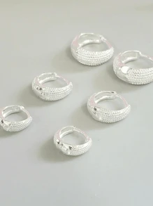 Trio Of Women's Hoop Earrings In 925 Silver Bath - 銀色 - 查看 5