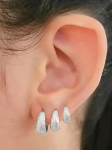 Trio Of Women's Hoop Earrings In 925 Silver Bath - 銀色 - 查看 6