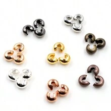 100颗铜圆盖压接端珠 3 4 5mm 止动隔珠，适用于DIY珠宝制作配件 - crimp beads - 查看 2