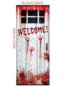 76x182cm Halloween PE Door Sticker, Scary Skeleton Pattern Decoration Home Decor Halloween Decor Fall Decor Room Decor - multicolor - View 2
