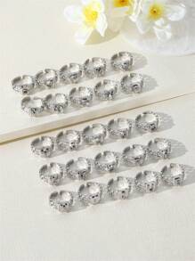 1pc Sparkly Zirconia Inlaid 26 Letter Initial Open Ring, Suitable For Daily Wear And Events