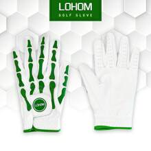 LOHOM 男士高尔夫手套，指关节图案手套，防滑透气，持久稳定抓握，超柔软，高尔夫礼物。1 件左手 - 綠色 - 查看 1