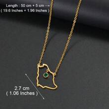 1入組沙地阿拉伯帶綠寶石金色吊墜項鍊，沙烏地阿拉伯珠寶女士女孩