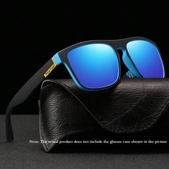 1 par klassiska polariserade sportglasögon, moderiktiga fyrkantiga retroglasögon för bilkörning, fiske, sportglasögon, lyxiga märkesglasögon, isblå spegelglas, svart mönstrad båge (Obs: glasögonfodral ingår ej)