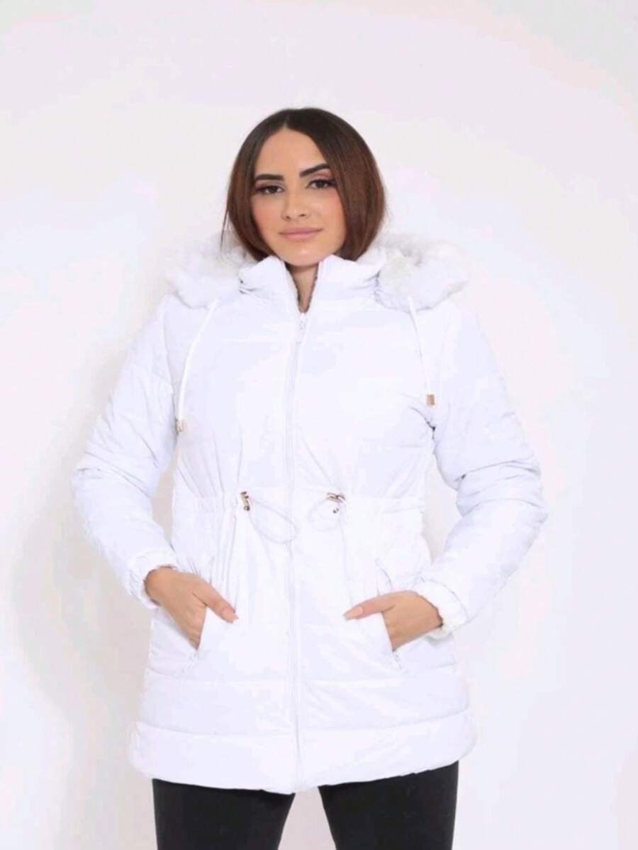 WOMEN'S DOUBLE-SIDED N YLON SUPER WARM WATERPROOF OVERCOAT PARK - White - View 1
