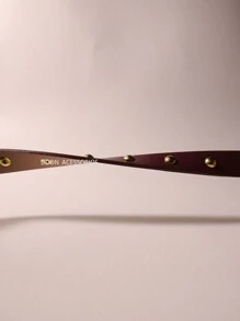 Women's Belts Thin 1.5cm Fashion Eyelets Punk Inlaid Golden Rivet - Màu Đỏ Sâu - Xem 7