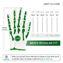 LOHOM 男士高尔夫手套，指关节图案手套，防滑透气，持久稳定抓握，超柔软，高尔夫礼物。1 件左手 - 綠色 - 查看 10