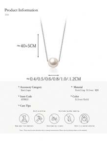 1 szt. Modny naszyjnik z pojedynczą perłą imitującą muszlę ze srebra próby 925 w klasycznym, słodkim stylu, do codziennej dekoracji AYN813