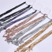 10 szt. 45cm proste zapięcie homara ze stali nierdzewnej kwadratowy łańcuszek wężowy naszyjnik, nadaje się do biżuterii DIY