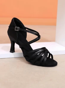 Women's Black Dance Shoes, Heels Latin Sandals Indoor, Leopard Taux Leather Upper, Brown Shoes, Beige &Apricot Heels Latin Dance Shoes, Satin Professional Ballroom Wedding Parties Salsa Practice Performance Dance Shoes