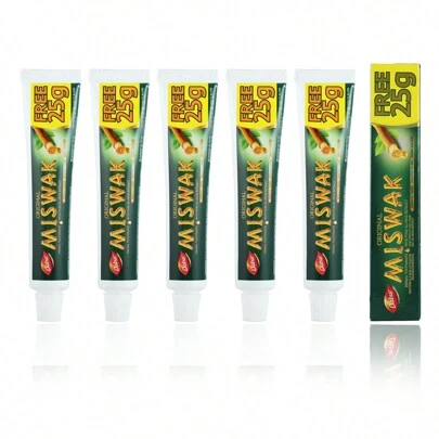 Fragrance World Confezione da 6 dentifrici Dabur Miswak da 75 g – L'arte dell'igiene orale naturale