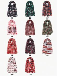 1 条圣诞主题围巾，可爱圣诞老人/雪花/驯鹿/圣诞树数码印花围巾，派对装饰轻便透气围巾