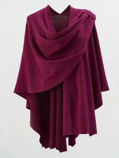 1 pieza Chal versátil de unicolor con hebilla, adecuado como accesorio de uso diario para mujeres