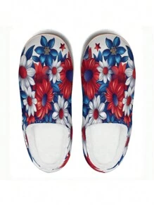 Customized 3D Print Women's Plush Warm, Soft & Lightweight Couple Slippers, Suitable For Indoor Wear In Autumn And Winter, White