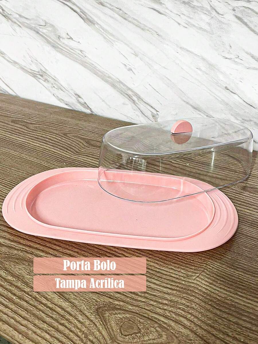 Rocambole Holder Slice Organizer Cake Sweet Pie With Transparent Lid Sophisticated Multipurpose - Màu hồng gỉ - Xem 1
