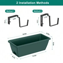 4 Pack Deck Railing Planter Box, Railing Planter Box, Balcony Planter Railing Hanging 16.9in - Đen và Xanh - Xem 2