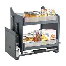2-Tier Pull Down Shelf Upper Kitchen Wall Cabinet Storage Organizer (24inch Cabinet) Pull-Out Sliding Shelf Cabinet Shelf Drop Down Shelf Pull-Down Cabinet - Black - View 3
