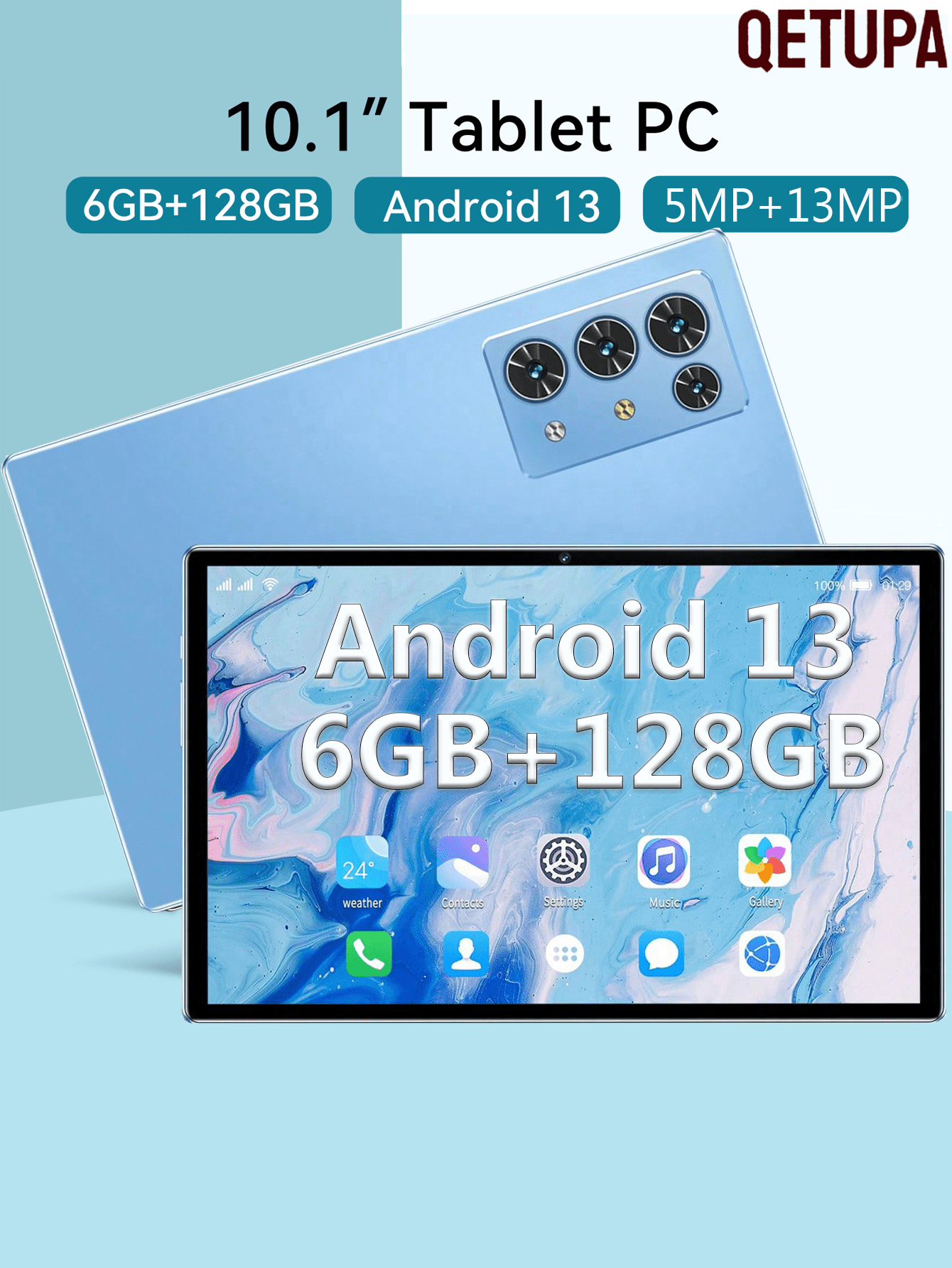 Qetupa Tablet Qetupa S3, 10.1 Android 13 6GB RAM+128GB ROM 6000mAh