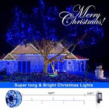 KBO JMEXSUSS 600 Blue LED Lights Outdoor Waterproof 168ft Blue String Tree Lights Indoor Plug In 8 Modes For Bedroom Fireplace Halloween Party Xmas Christmas Decorations - Blue - View 6