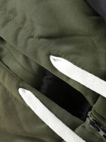 1pc Boyfriend Style Men's Padded Jacket, Hooded Thick Casual Outerwear Windbreaker, Winter Streetwear Stylish Drawstring 2 In 1 Coat